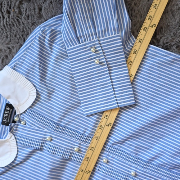 J crew Slight Cropped garçon shirt with pearl buttons in stripe Size 6 - Picture 11 of 15